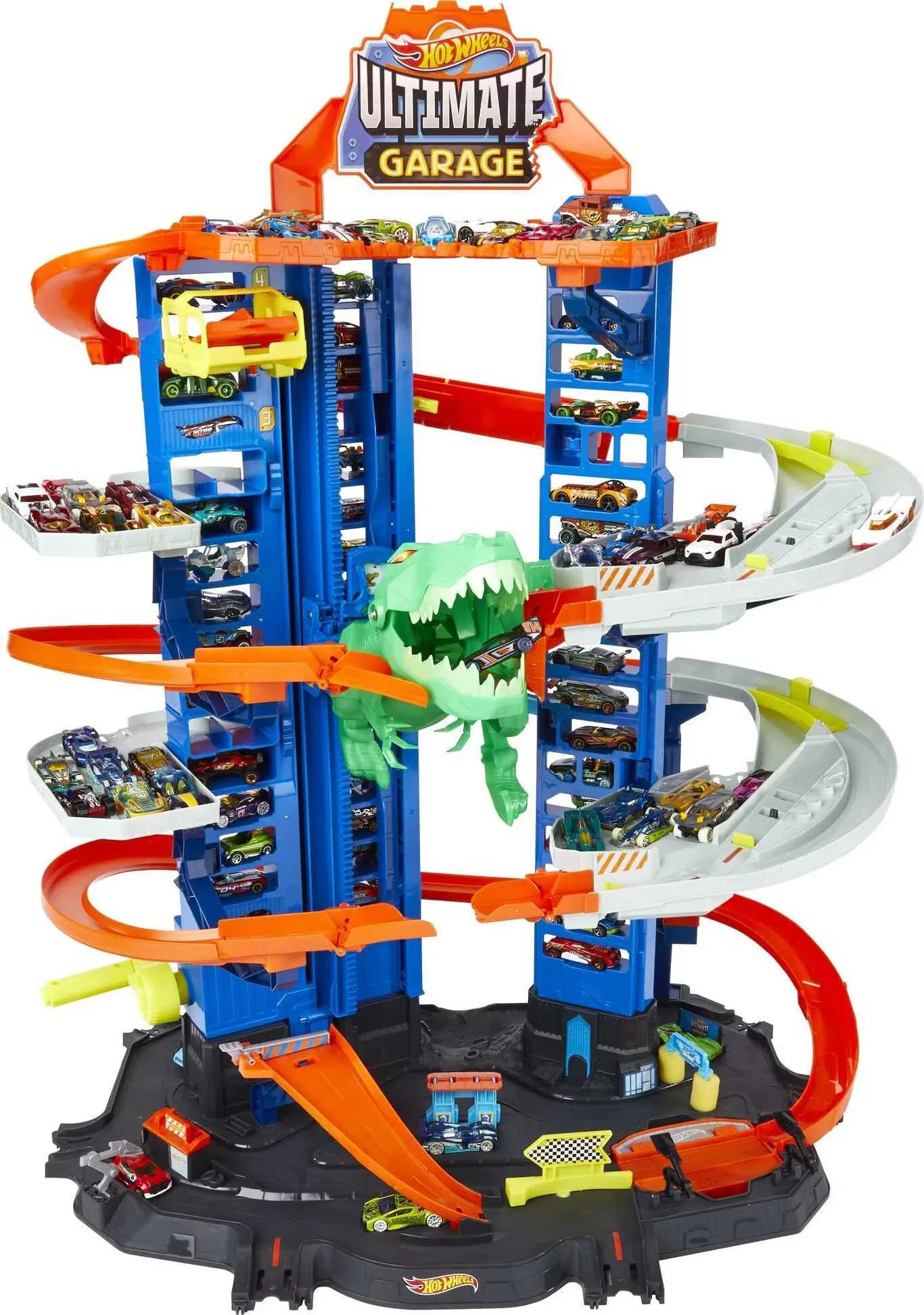 Hot Wheels Track Set and 2 Toy Cars City Ultimate Garage Playset